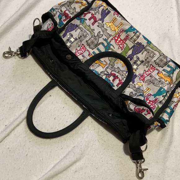 Le Sportsac multipurpose tote bag cat pattern rare find Gray with cats all over - Picture 10 of 14